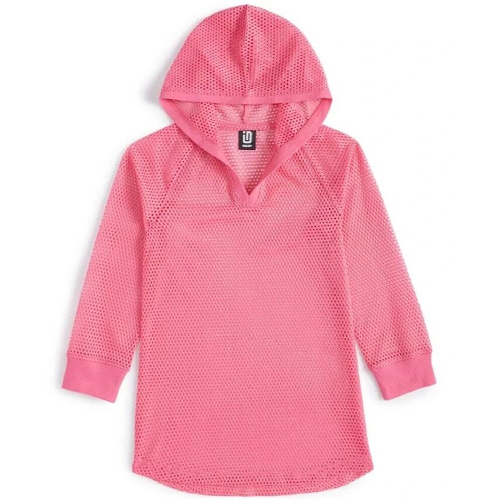 ID Ideology Toddler Little Girl Hooded Mesh Cover-up Long Sleeve In Wild Rose 6X